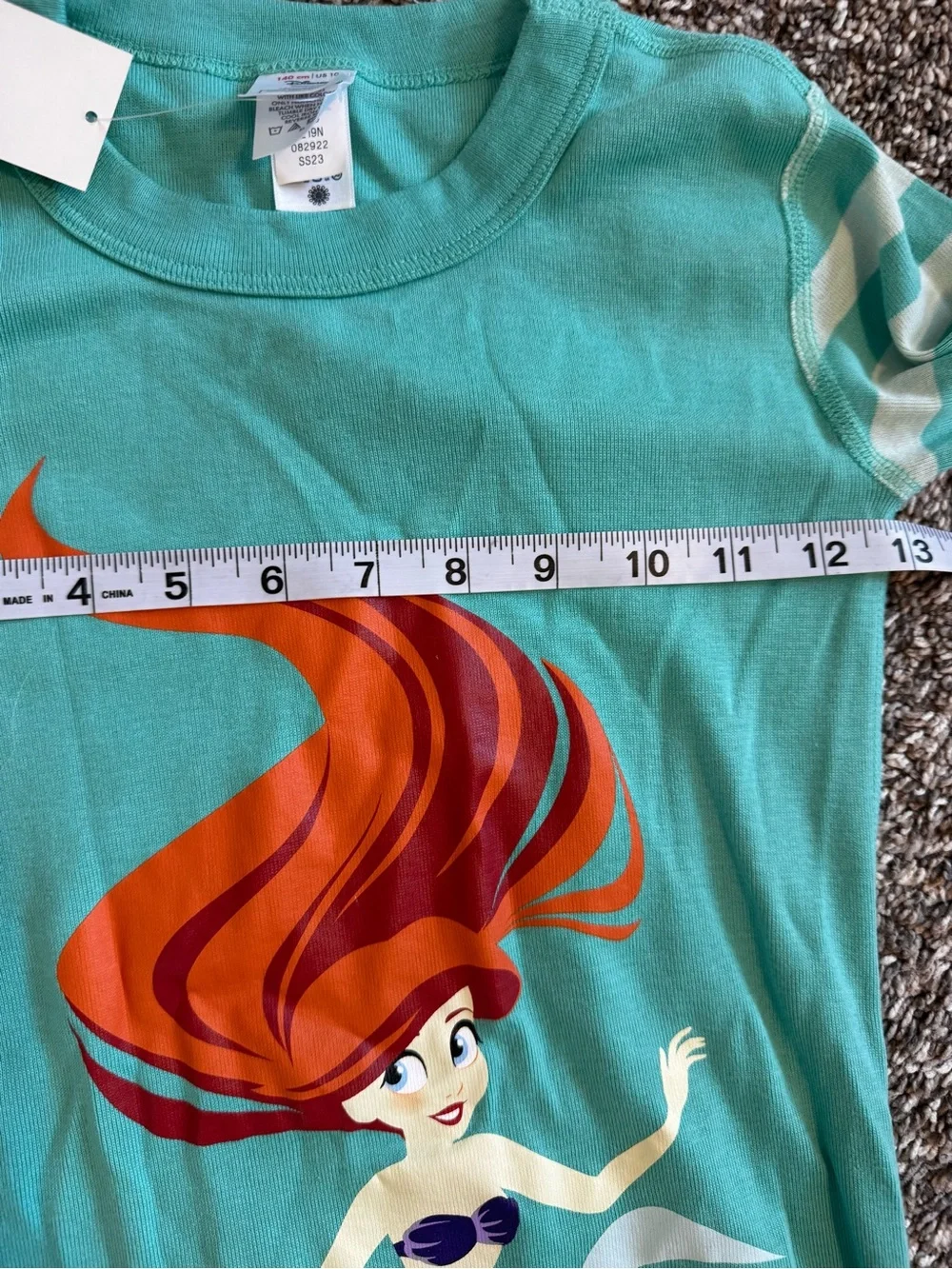 Hanna Andersson Disney Ariel Little Mermaid Girls pj top, 10,140 Organic Cotton